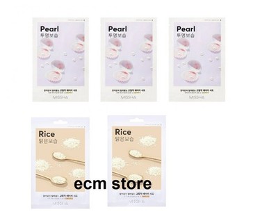 MISSHA 5er Set Airy Fit Sheet Mask Pearl + Rice Stoffmaske Gesicht /U66
