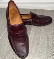 Allen Edmonds Bergamo Mac Toe Burgundy Leather Slip On Loafers 10 B 49070 *READ