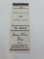 Jenny Wren Shop Bloomington Illinois Matchbook Cover