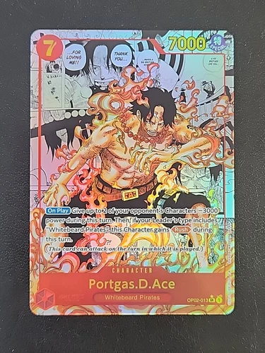 One Piece Portgas.D.Ace OP02-013 Parallel Manga Rare Alt Art English - NM/M