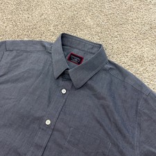 UNTUCKit Petrus WF Shirt Large Blue Slim Fit Wrinkle Free Short Sleeve 35454