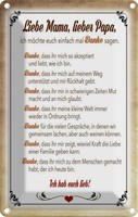 Blechschild 30X20 Cm Mama Papa Hab Euch Lieb Danke Familie Freunde Deko Geschenk