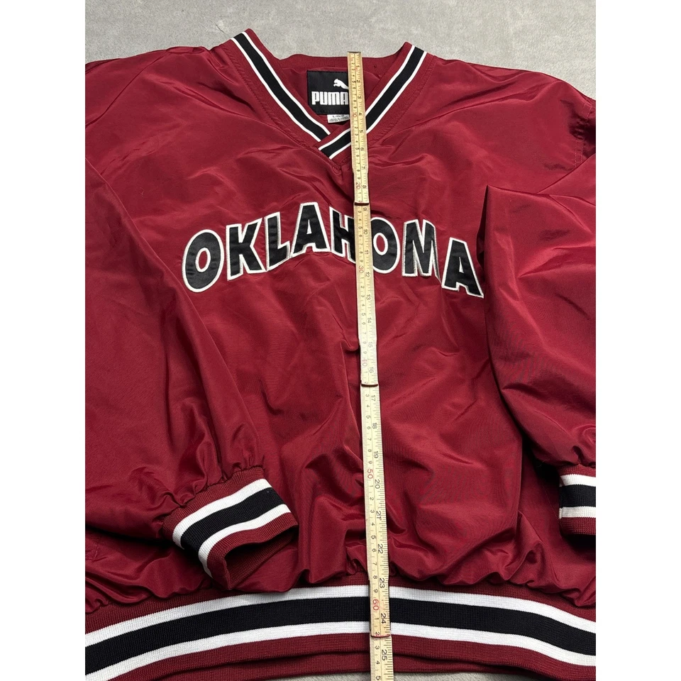 复古彪马俄克拉荷马州套衫风衣夹克勃艮第 V 领 — 第 3/4 张图片