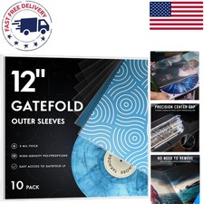 Protective Gatefold Vinyl Sleeves 12'' - 3 Mil, Crystal Clear with Easy Access