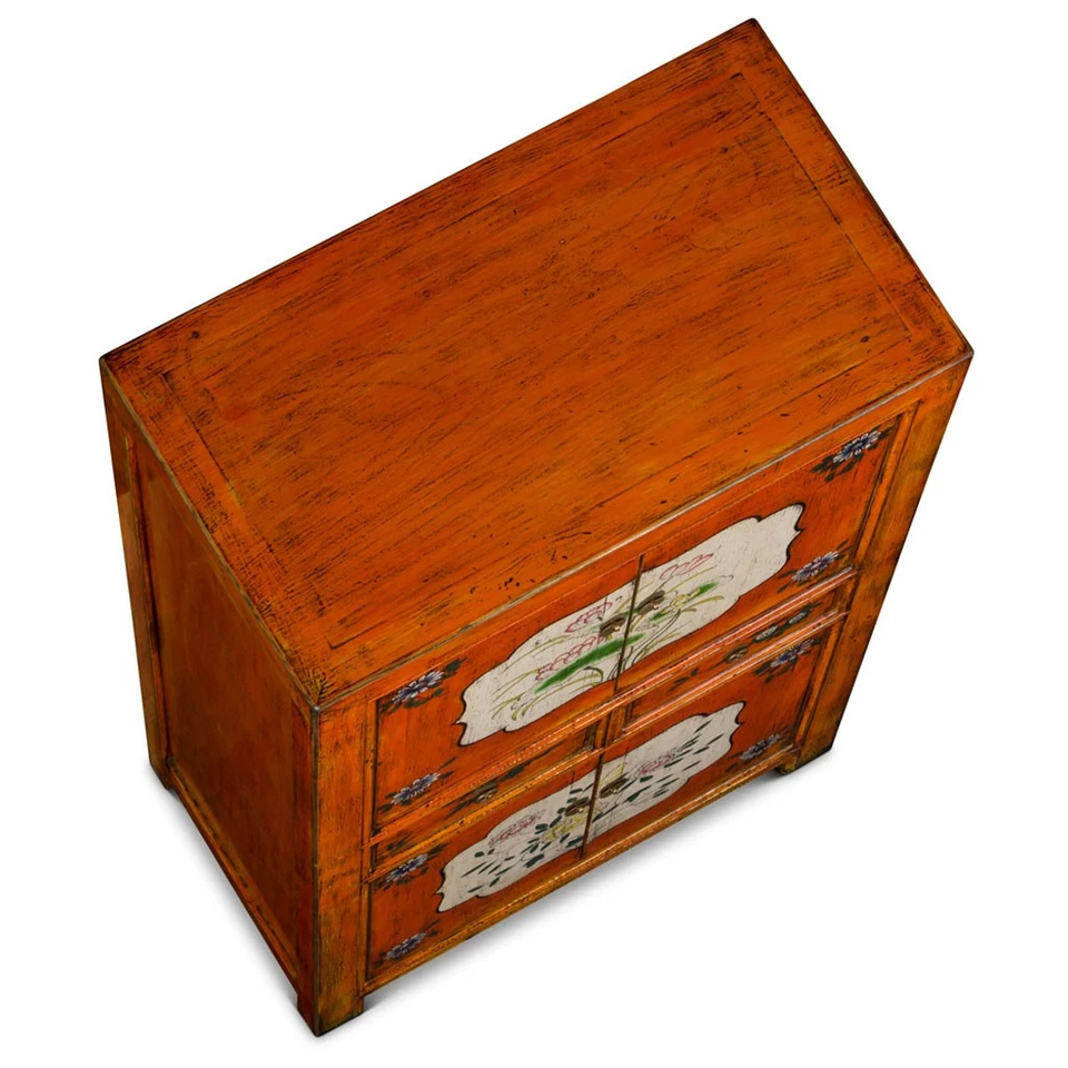 Vendedor de EE. UU. - Gabinete de almacenamiento alto oriental de madera de olmo naranja Su Chow Foto 3 de 4