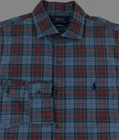 POLO Ralph Lauren Men's Classic Fit Stretch Cotton Blue Red Plaid Shirt Medium