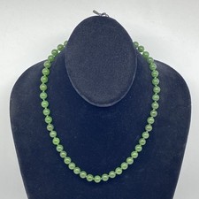 Vintage Gold Filled Green Jade Bead Necklace 18