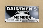 VINTAGE DAIRYMEN'S LEAGUE MEMBER 10x5" DAIRY GASOLINE PUMP PORCELAIN OIL SIGN