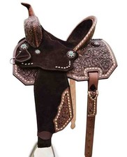 Handmade Barrel Racing Horse Saddle Leather Western Tooled Trail Tack Equestrian