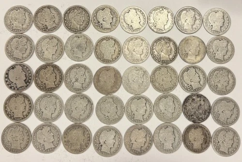 90% Silver Quarter Lot $10.00 FACE ******************** (40) Barber Quarters