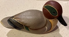 Ducks Unlimited Duck Decoy Green Winged Teal Hand Carved & Painted