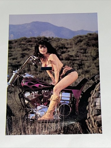Vintage In The Wind Giant Pinup Poster Nude Biker Girl 21x15.25”
