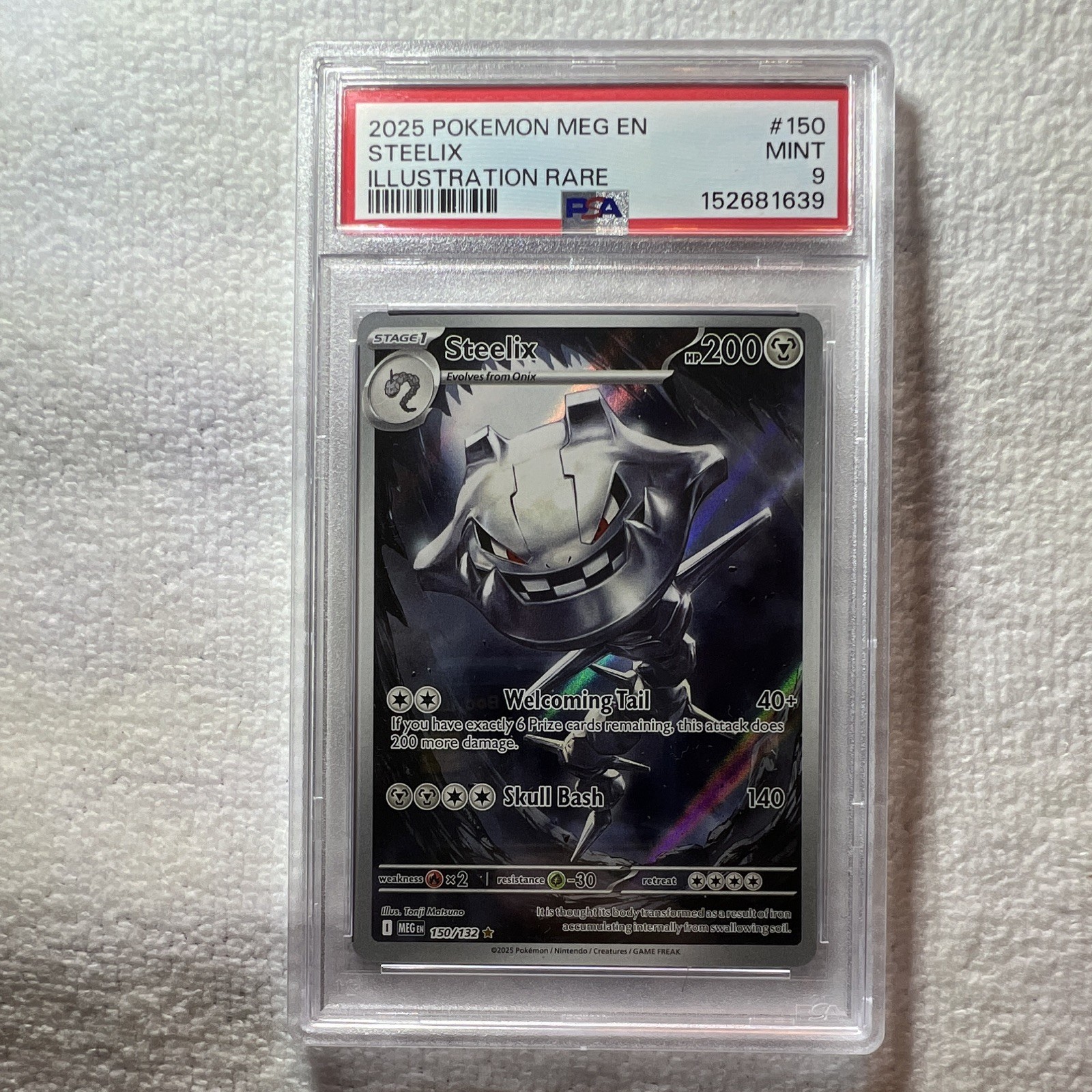 Steelix #150/132 Illustration Rare Mega Evolution Pokemon 2025 PSA 10 view 3