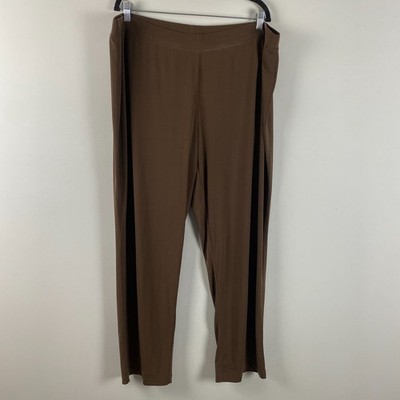 Susan Graver Essentials Reg Liquid Knit Straight Leg Pants Size 2X Brown