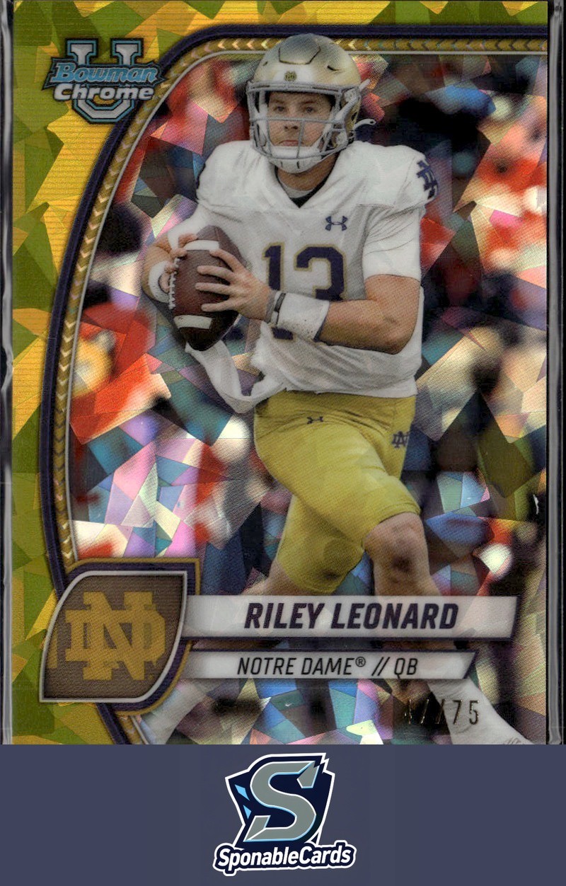 2024 Bowman University Chrome Sapphire Edition #154 Riley Leonard Yellow #/75