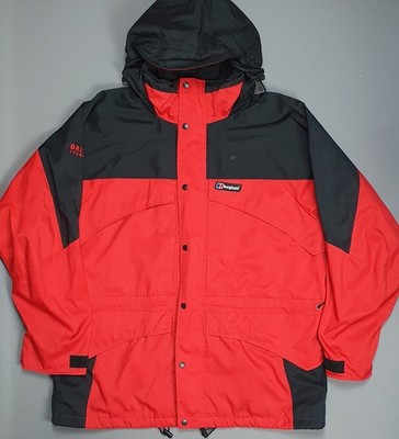 BERGHAUS Jacket Mens XL Tornado Waterproof Hooded Coat Black Red Rain Casual