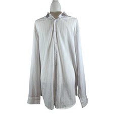 Open Edit Pinstripe Dress Shirt Mens XL White Good Long Sleeve Button Up