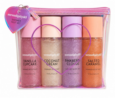 serendipityiii Shimmer Body Mist Set 4x 90 mL/3.04 fl oz Vanilla Coconut