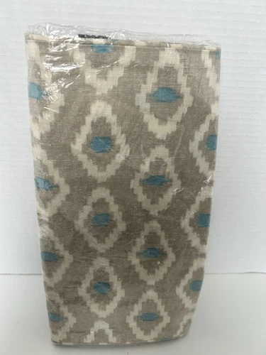 Pottery Barn Accent Pillow Cover Beige Ikat-Shapes Blue Accents 12" x 24" New