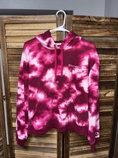 Champion Women s Campus French Terry Hoodie in Pink/Red Tie-Dye Color Size 2XL
