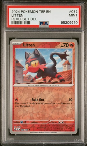 PSA 9 LITTEN REVERSE HOLO 032 TEMPORAL FORCES Pokemon