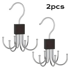 360° Rotating Storage Hanger Hook Multi-Claw Bag Metal Belts Rack Wooden Organiz