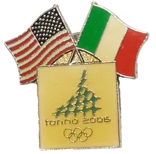 Olympics Torino 2006 U.S. & Italy Crossed Flags Lapel Pin