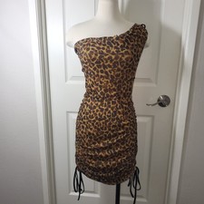 New! Fashion Nova Mesh Mini Dress Leopard Print Open Back Dress Size M