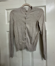 H&M Women s XS Beige Solid Crew Neck Button F...