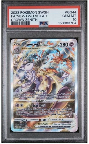 2023 POKEMON SWORD & SHIELD CROWN ZENITH #GG44 MEWTWO VSTAR PSA 10
