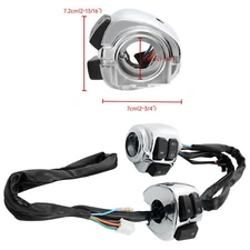 1 Pair Chrome Motorcycle 1"25mm Handlebar Control Switch With Wiring Harness
