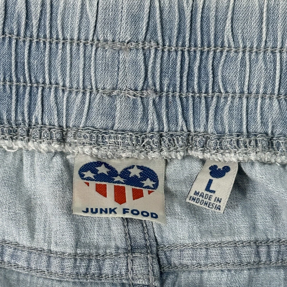 Junk Food Disney Mickey Mouse Shorts Chambray Blue Cotton Womens Large L Foto 4 de 4