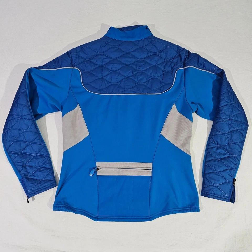 Chaqueta de ciclismo reflectante Pearl Izumi mediana azul gris acolchada cremallera completa para mujer Foto 4 de 4