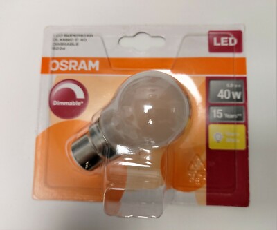 OSRAM Drop Shape Super Star Classic P LED Lamp Warm White B22d 4.5 