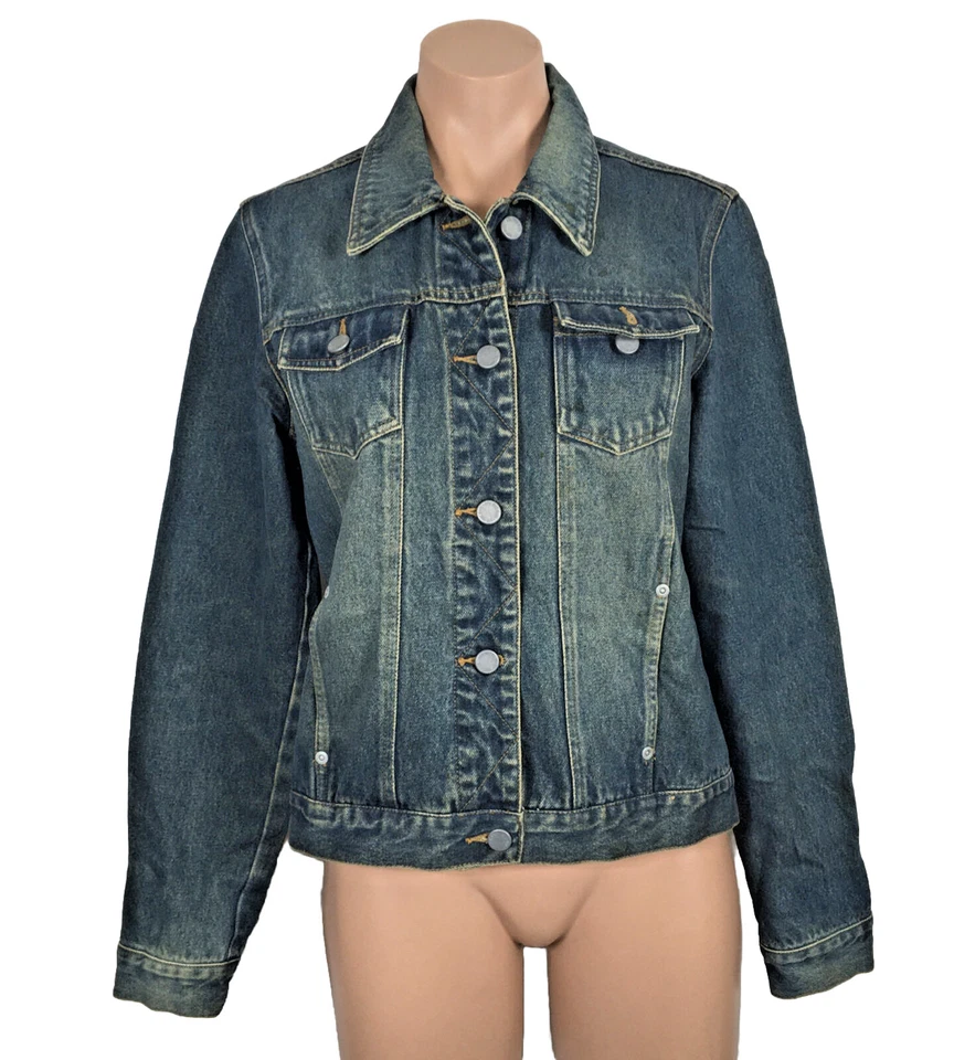 Chaqueta vaquera vintage hecha a mano con gráfico Obama estrás lentejuelas 44º Presidente talla M Foto 2 de 4