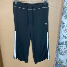 Adidas 3 Stripe Black Crop Pants Size Small