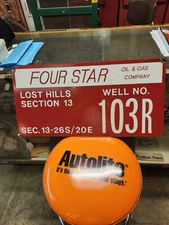 Four Star Oil And Gas Company Lost Hills California Porcelain Lease Sign