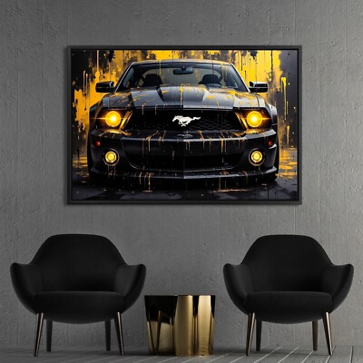   Wandbild, FORD MUSTANG - Abstrakt Gold Auto Acrylglas, Leinwand, Poster Bilder
