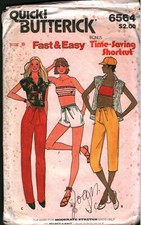 6564 Vintage Butterick Sewing Pattern Misses 1980s Shirt Bandeau Top Shorts Pant