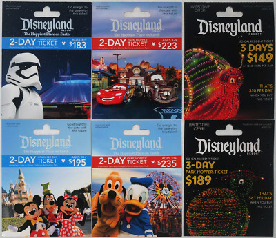 6 Different DISNEYLAND Passport Gift Cards 2017 Mint Main St