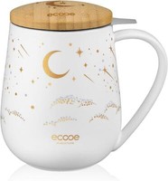 Teetasse 600Ml Keramik Mit Sieb Und Deckel Weiß - Geschenkbox Inklusive