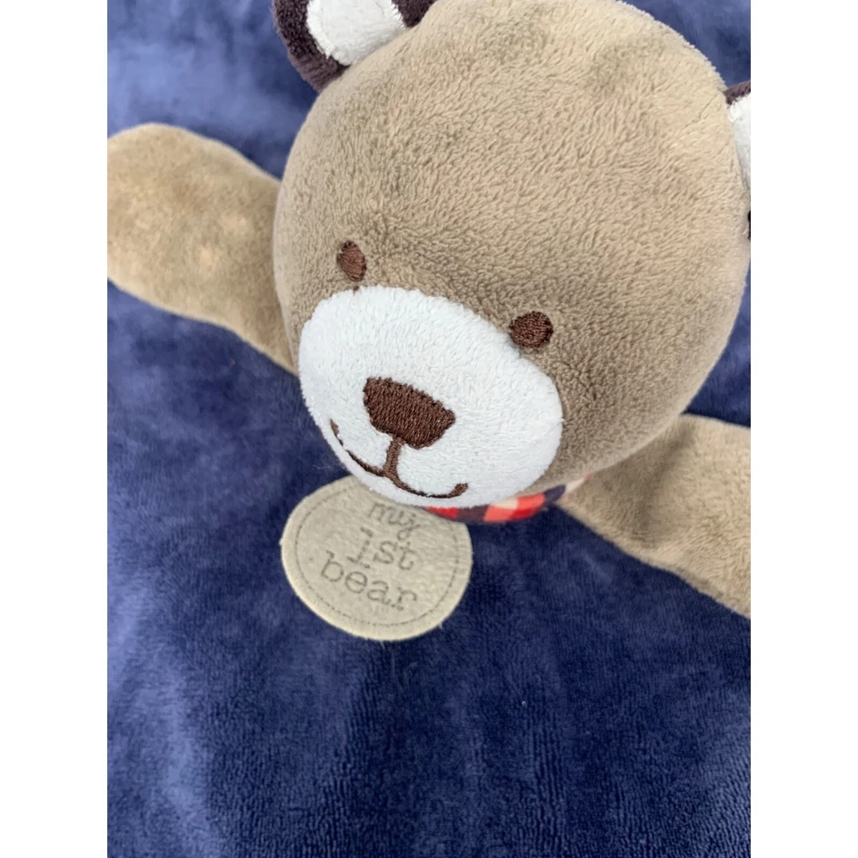 Cobertor de segurança Carters Child Of Mine 2013 My First Bear marrom azul amor minky - Imagem 3 de 4