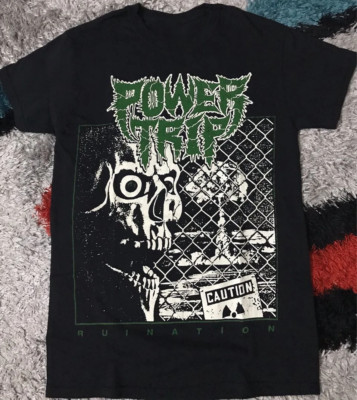 Vtg Power Trip Band Tour Concert Heavy Cotton Black All Size Unisex Shirt KK107