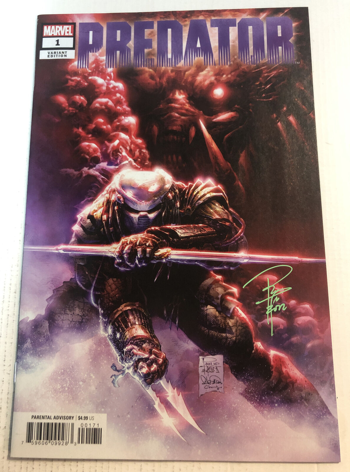 Predator (2022) #1 VF/NM Signed Philip Tan (1:50) Variant ~ Marvel Comic