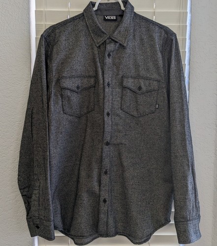 Vans Long Sleeve Button Down Shirt Black Gray Size Medium - 第 1/9 張圖片