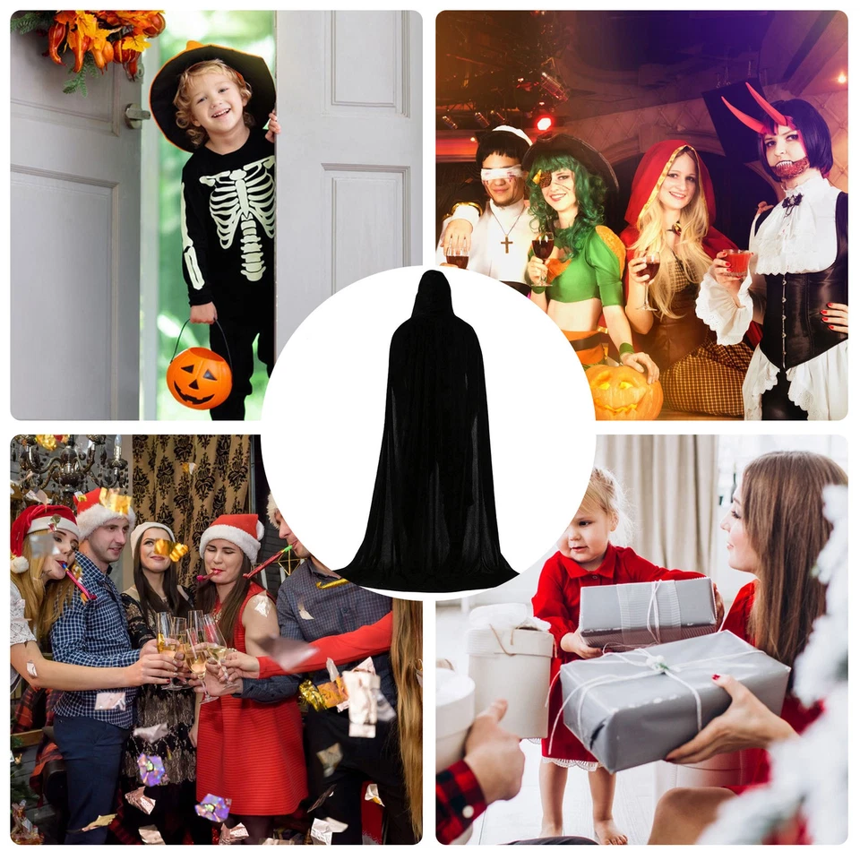 Unisex Adult Hooded Cape Medieval Renaissance Cloak Devil Witch Cosplay Costume - image 4 of 4