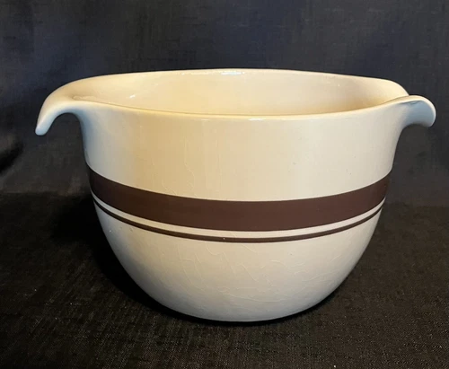Vintage McCoy #129 - 2 Quart Mixing/Pouring Bowl Cream Color w/Double Brown Band