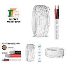 10 Gauge Marine Wire,10 AWG 50ft Marine Grade Wire Duplex Tinned Copper Heavy...