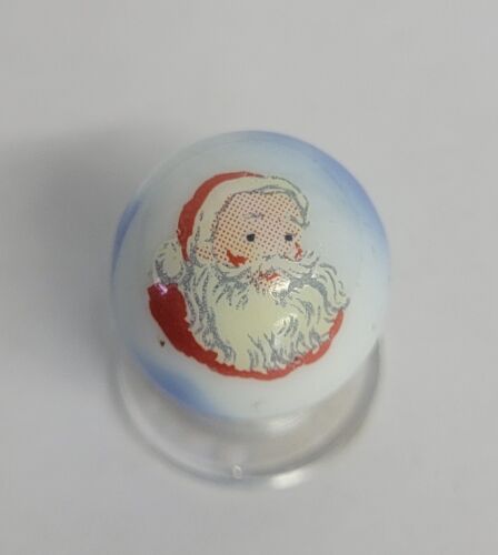 Vintage Guernsey Glas Weihnachten Santa Figur blau & weiß Marmor