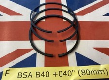 BSA B40 SS90 WD B40 PISTON RING SET +040" 80 MM COMPLETE SET OF THREE 3